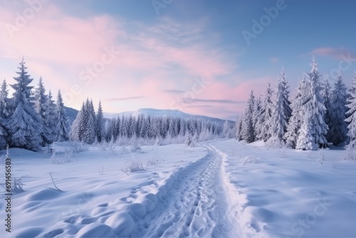 Snowcovered Winter Landscape, Serene And Peaceful