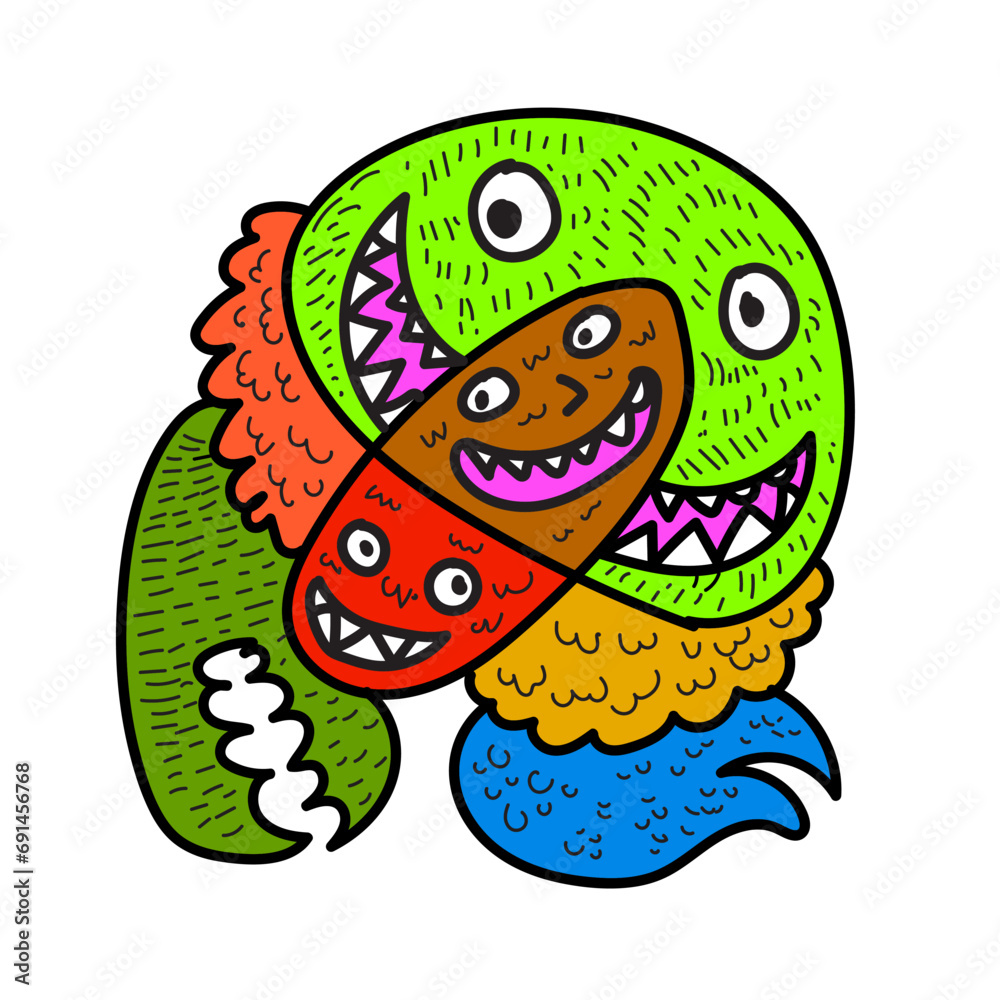 Obraz premium doodle face cartoon hand drawing illustration