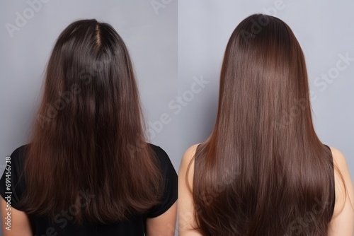Visible Results Of Hair Treatment Before And After. Сoncept Hair Transformation, Visible Hair Growth, Healthy Hair, Before And After Hair Treatment, Shiny And Glossy Hair