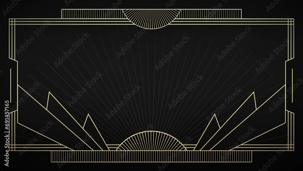 simple luxury art deco gatsby style gold metal, intro background, 4K video