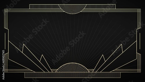simple luxury art deco gatsby style gold metal, intro background, 4K video photo