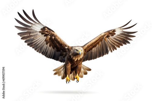 Eagle with with wings or in flight isolated on white background. front view