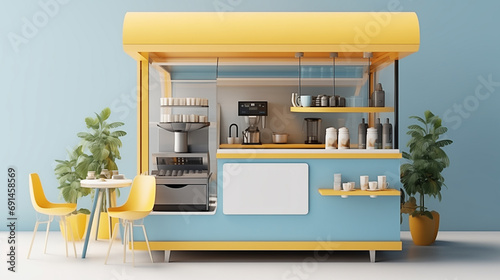 Coffee sampling and selling booth, Coffee shop design, Cute  pastel Kiosk design, Food cart design photo