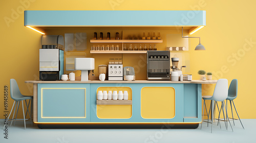 Coffee sampling and selling booth, Coffee shop design, Cute  pastel Kiosk design, Food cart design photo