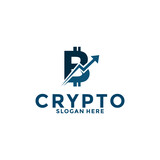 Digital Crypto currency logo with Blockchain technology. Financial technology or fintech logo template