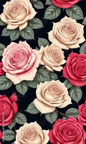 Seamless Pattern With Roses.