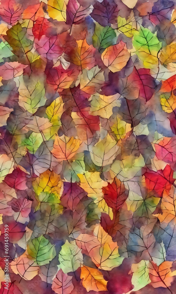 Watercolor Set Of Autumn Leaves.