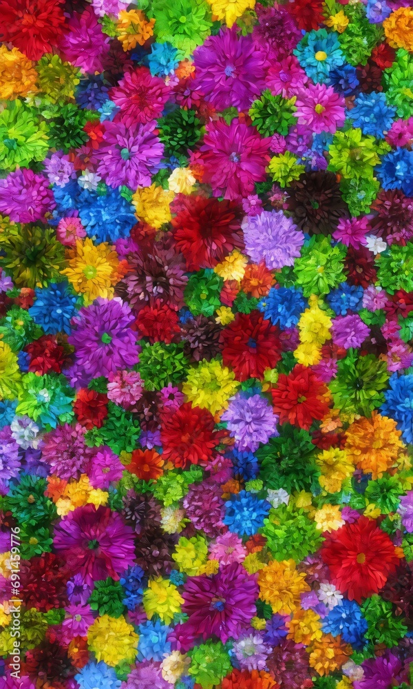 Volumetric Background Of Flowers And Petals Sculpture.