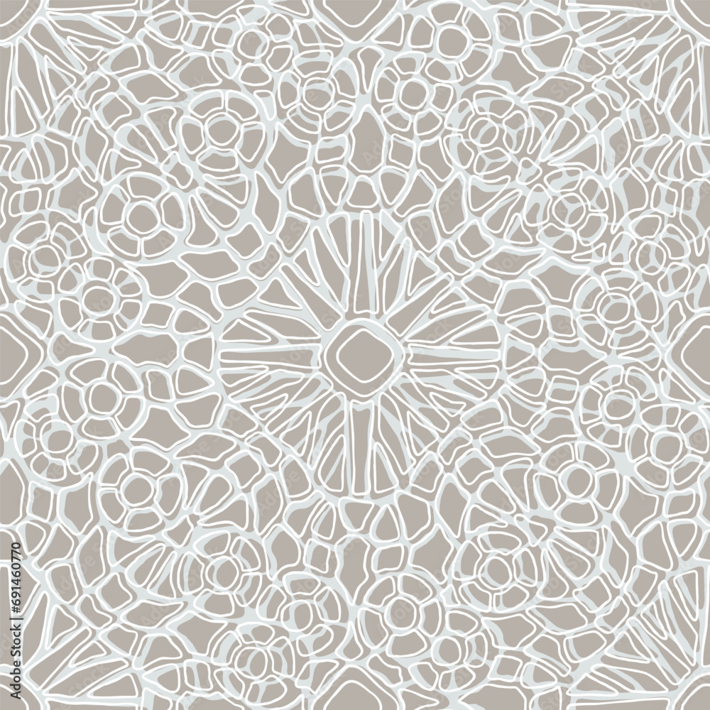 Artistic line floral mosaic seamless pattern. Creative linear collage pattern. Fashionable template for design. Stained glass window decor Artistic line floral mosaic seamless pattern. Creative linear collage pattern. Fashionable template for design. Stained glass window decor