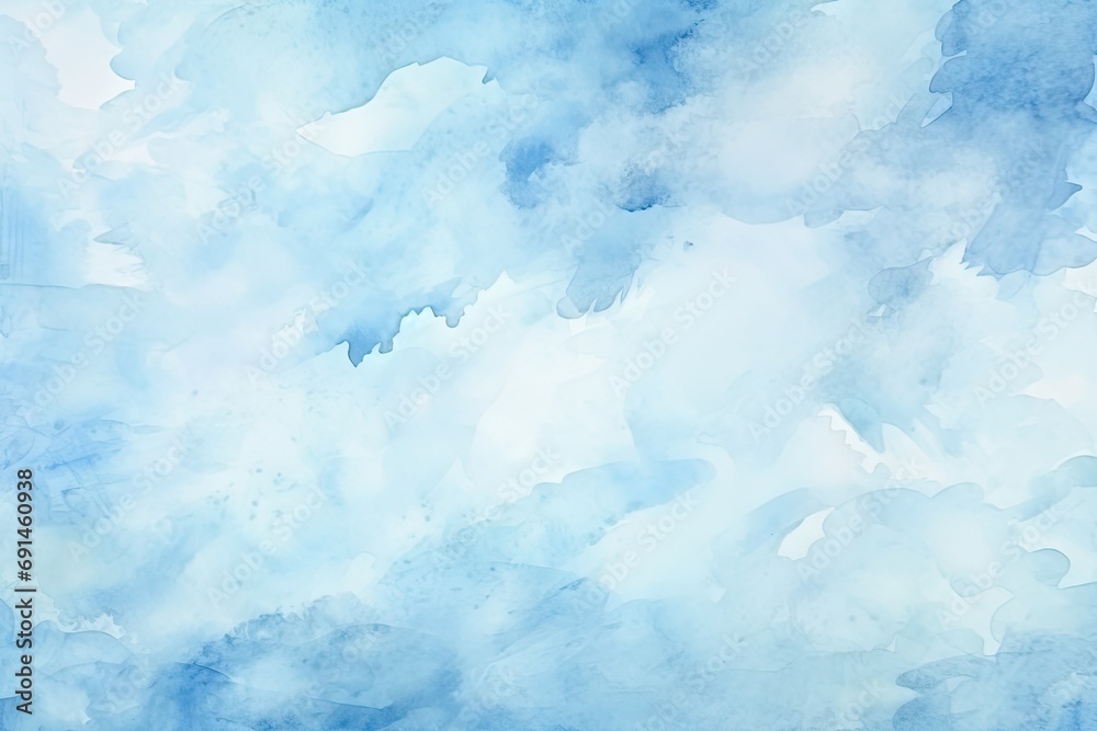 Watercolor background. Abstract streaks in the form of haze, clouds. Blue sky, atmosphere