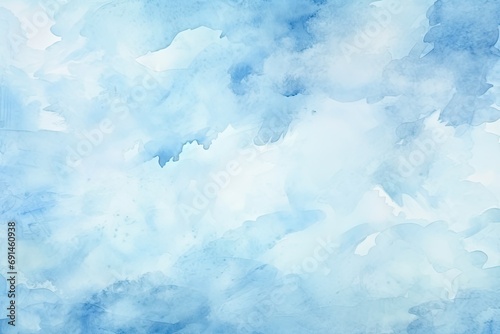 Watercolor background. Abstract streaks in the form of haze, clouds. Blue sky, atmosphere
