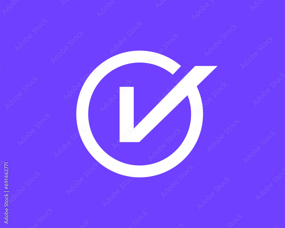 Letter V with check mark logo icon design template elements Letter V with check mark logo icon design template elements