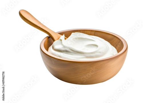 Bowl of healthy yogurt isolated on transparent background