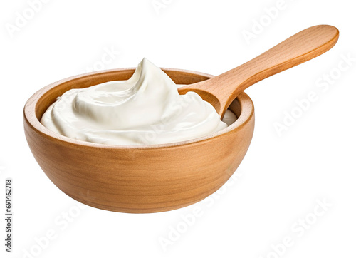 Bowl of healthy yogurt isolated on transparent background photo