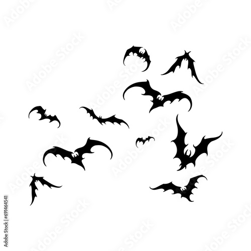Bat vampire vector. scary ghost bat silhouette flying on white background