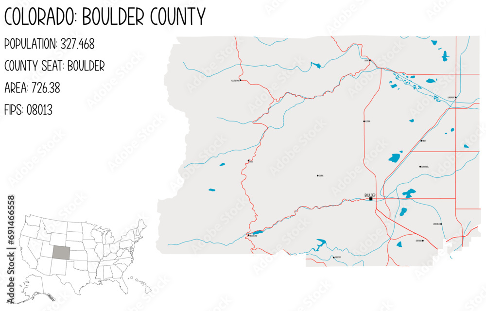 Large and detailed map of Boulder County in Colorado, USA. Large and detailed map of Boulder County in Colorado, USA.