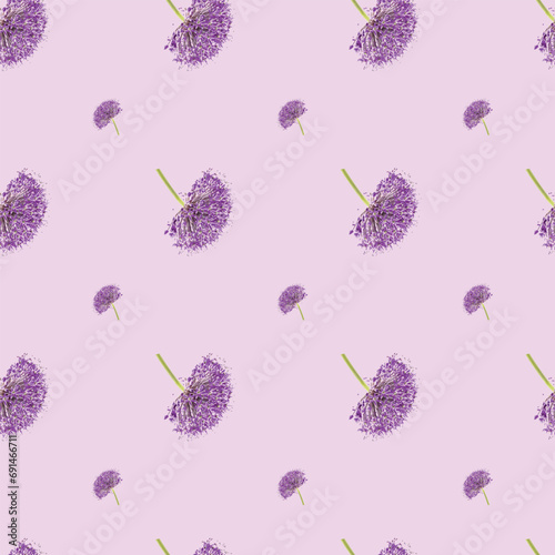 Allium flower Seamless Pattern Design