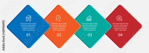 business infographic template 4 option or steps. colorful vector design in various colors with icon, text, number used for flow diagrams, presentations in your business