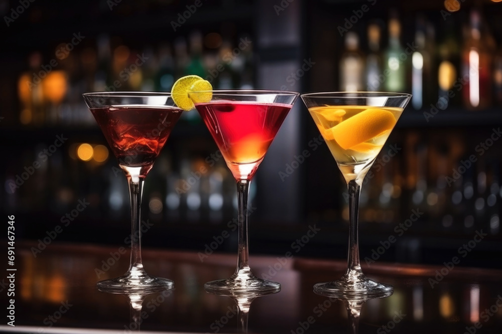 Cold Brew Martini Cocktails at the bar close up Cold Brew Martini Cocktails at the bar close up