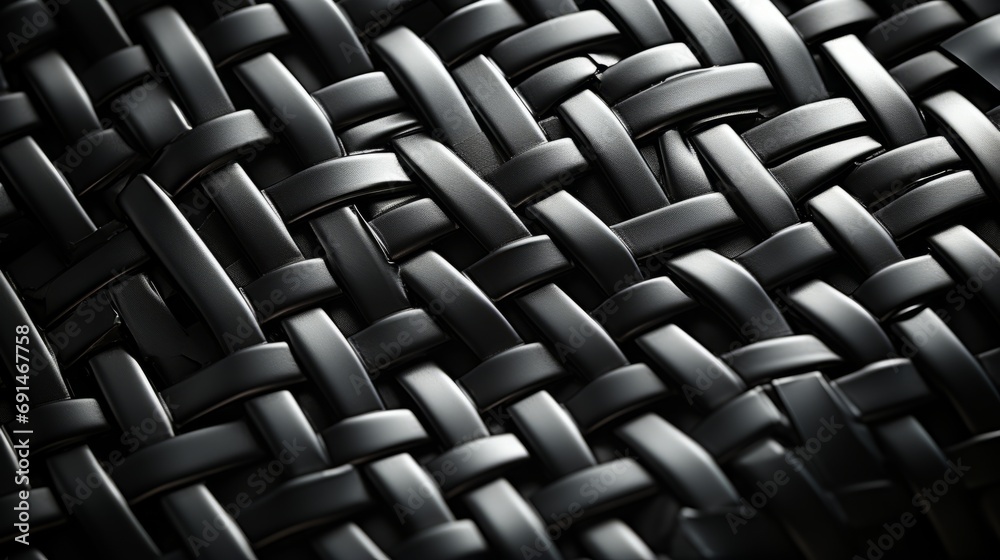 An intricately woven fabric creates a mesmerizing monochrome pattern, adding texture and artistry to a simple chair