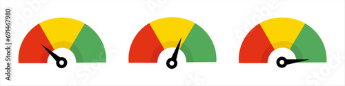 Customer satisfaction meter, speedometer. Vector illustration.