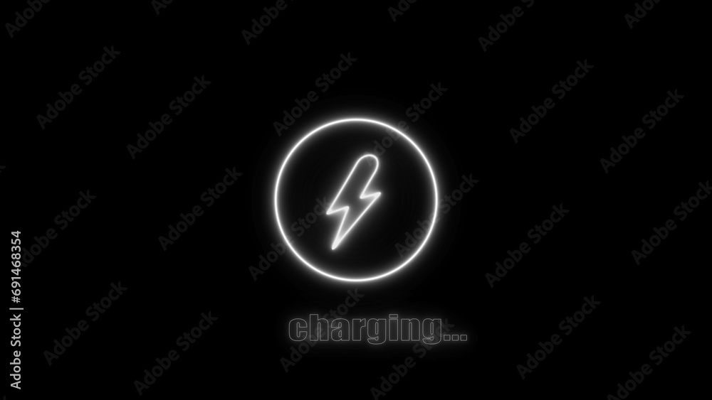 Glowing Neon charging icon illustration 4k Glowing Neon charging icon illustration 4k
