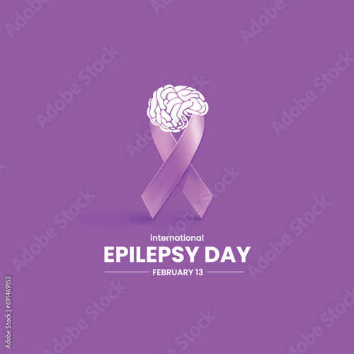 international epilepsy day. Awareness ribbon vector illustration. 