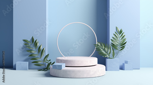 Fototapeta Naklejka Na Ścianę i Meble -  3d abstract podium marble with blue background, abstract background, 3d illustration, generate ai