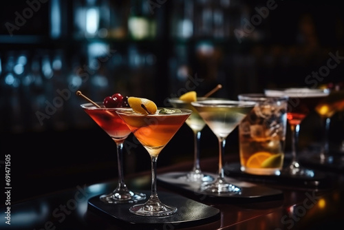 Cold Brew Martini Cocktails at the bar close up