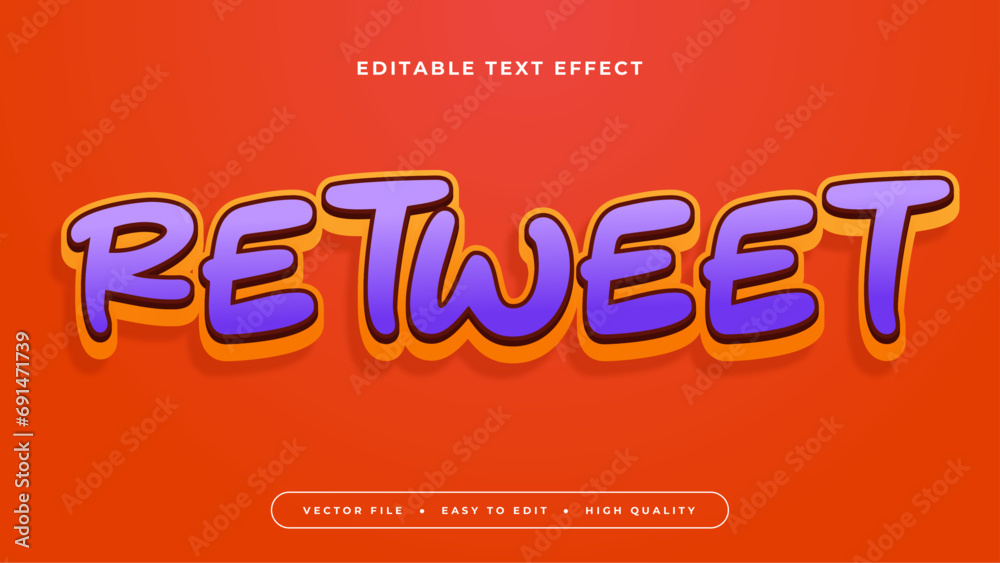 Red orange and purple violet retweet 3d editable text effect - font style. Text effect for social media, post, story, feed, video, and template Red orange and purple violet retweet 3d editable text effect - font style. Text effect for social media, post, story, feed, video, and template