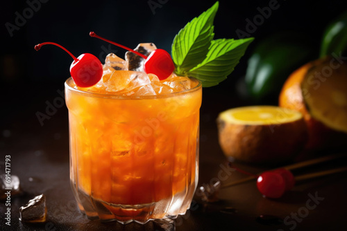 Wallpaper Mural Mai Tai alcoholic cocktail with rum, liqueur, syrup, lime juice, mint and crushed ice Torontodigital.ca