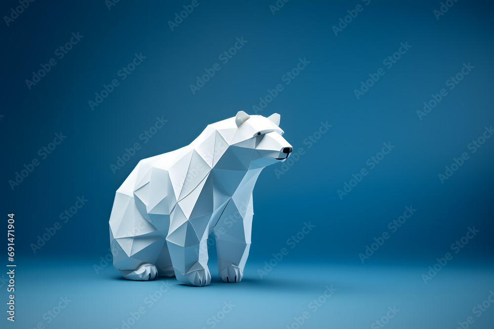 Polar bear Abstract geometric animal artwork - obrazy, fototapety, plakaty 
