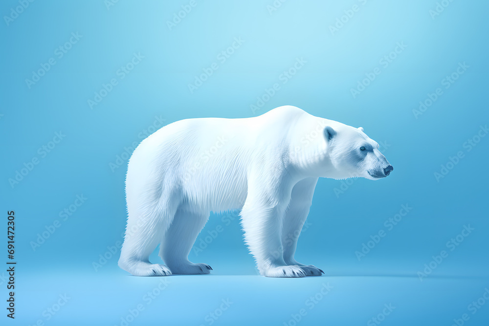 Polar bear poster isolated on blue background Polar bear poster isolated on blue background
