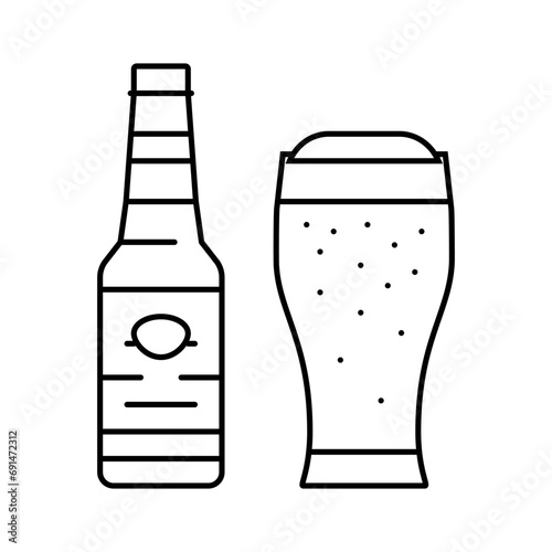 beer drink bottle line icon vector. beer drink bottle sign. isolated contour symbol black illustration