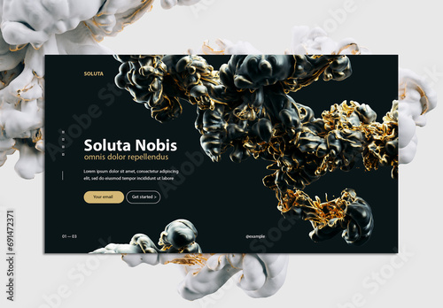 UI Desktop Layout Design with Futuristic Abstract Form