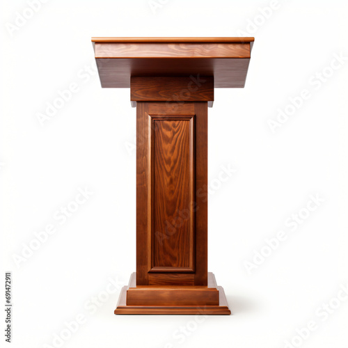 Wooden lectern isolated on white background