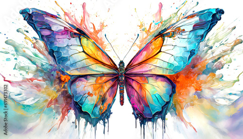 Kolorowy motyl, abstrakcja. Generative AI