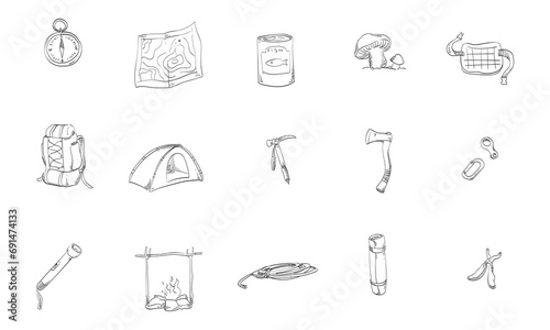 traveling equipment handdrawn collection