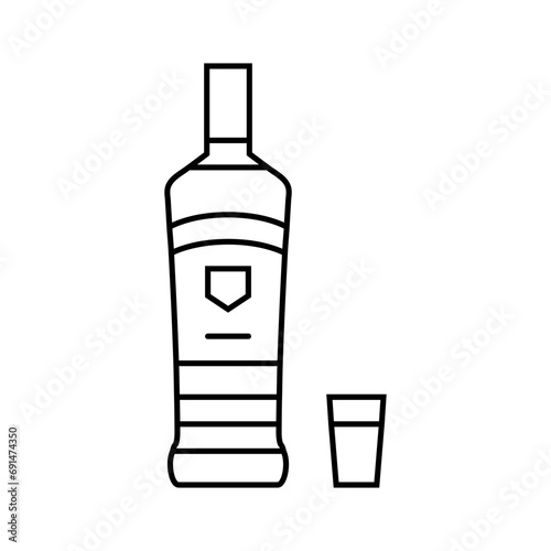 vodka drink bottle line icon vector. vodka drink bottle sign. isolated contour symbol black illustration
