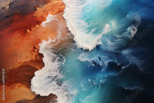 ocean arial view, drone view, wallpaper, vivid colors, ai generative