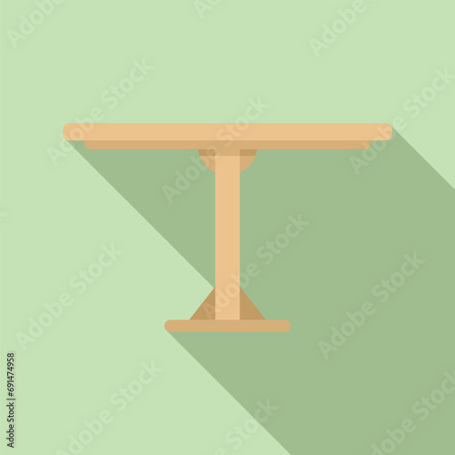 Picnic wooden table icon flat vector. Beach hotel. Outdoor furniture