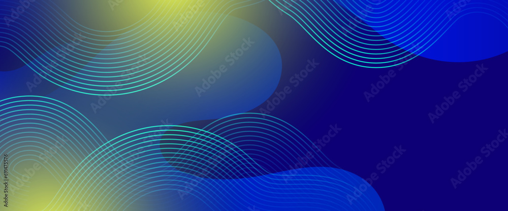 Blue and yellow futuristic modern abstract dynamic line stripe banner. Futuristic technology concept. Suit for poster, banner, brochure, corporate, website