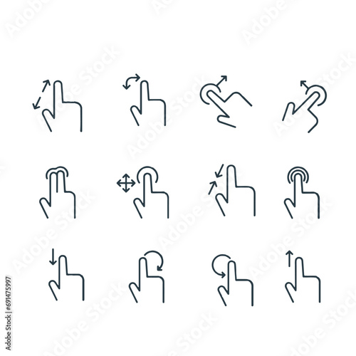  touch screen gestures icons set photo
