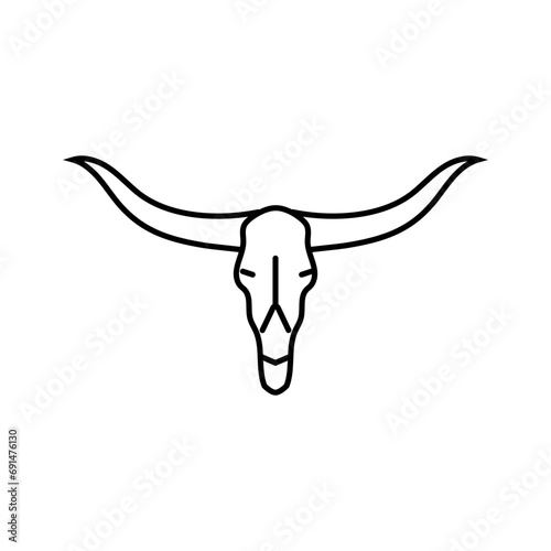 longhorn skull horn animal line icon vector. longhorn skull horn animal sign. isolated contour symbol black illustration