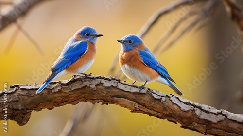 Two Colorful Birds Perched on a Branch © mattegg
