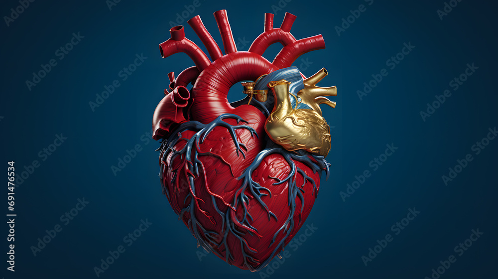 Naklejka premium Human heart model isolated on white background