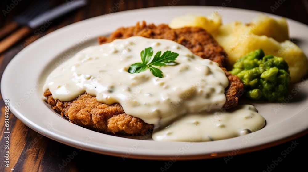 Chicken Fried Steak: Seasoned Flour-Coated Beef with Country Gravy