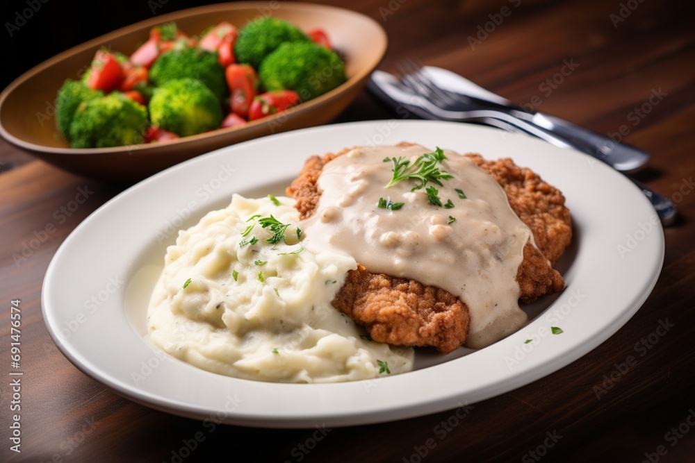 Chicken Fried Steak: Seasoned Flour-Coated Beef with Country Gravy Chicken Fried Steak: Seasoned Flour-Coated Beef with Country Gravy