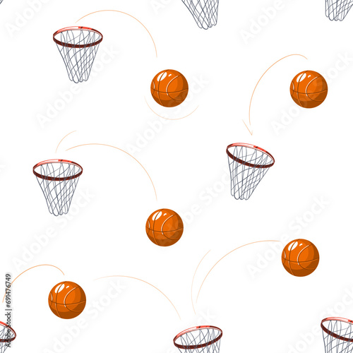 Basketballs. Seamless pattern, Vector sport game illustration.