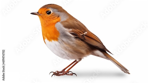 A Small Robin Bird Standing on a White Surface